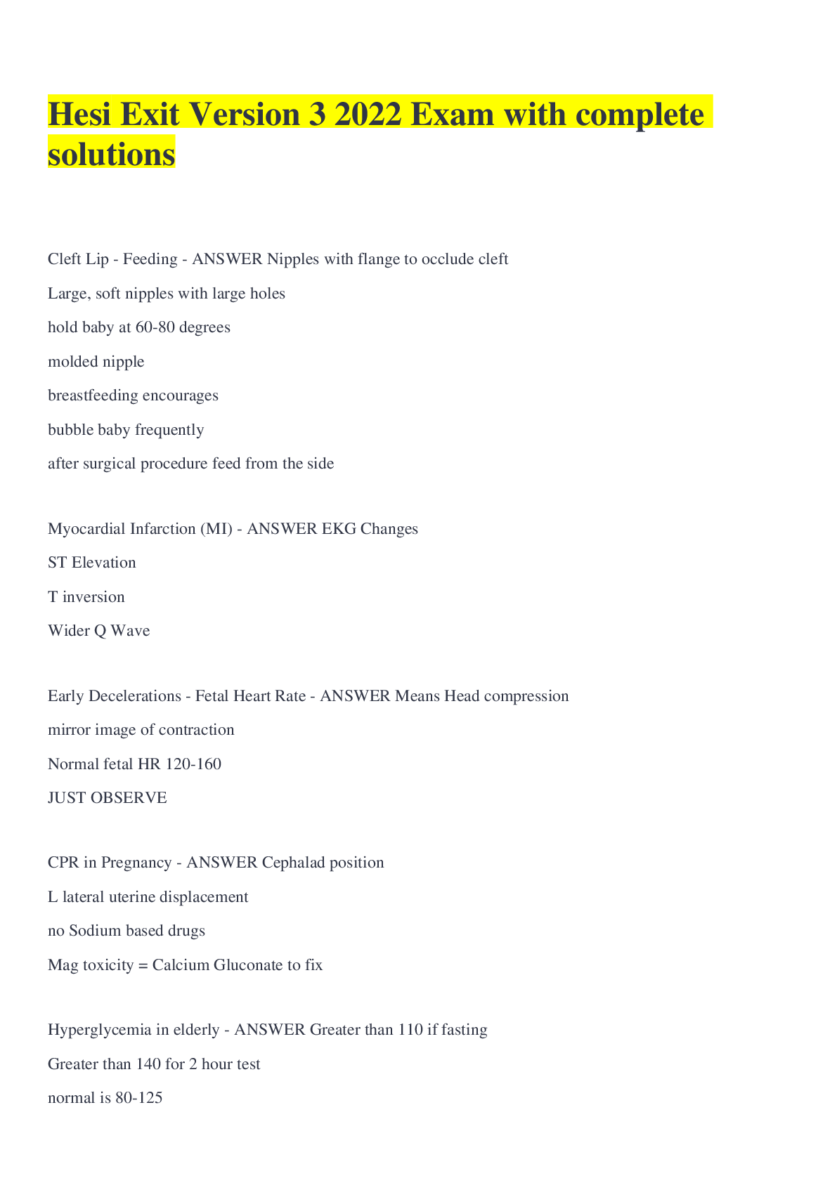 Preview image for Hesi Exit Version 3 2022 Exam with complete solutions